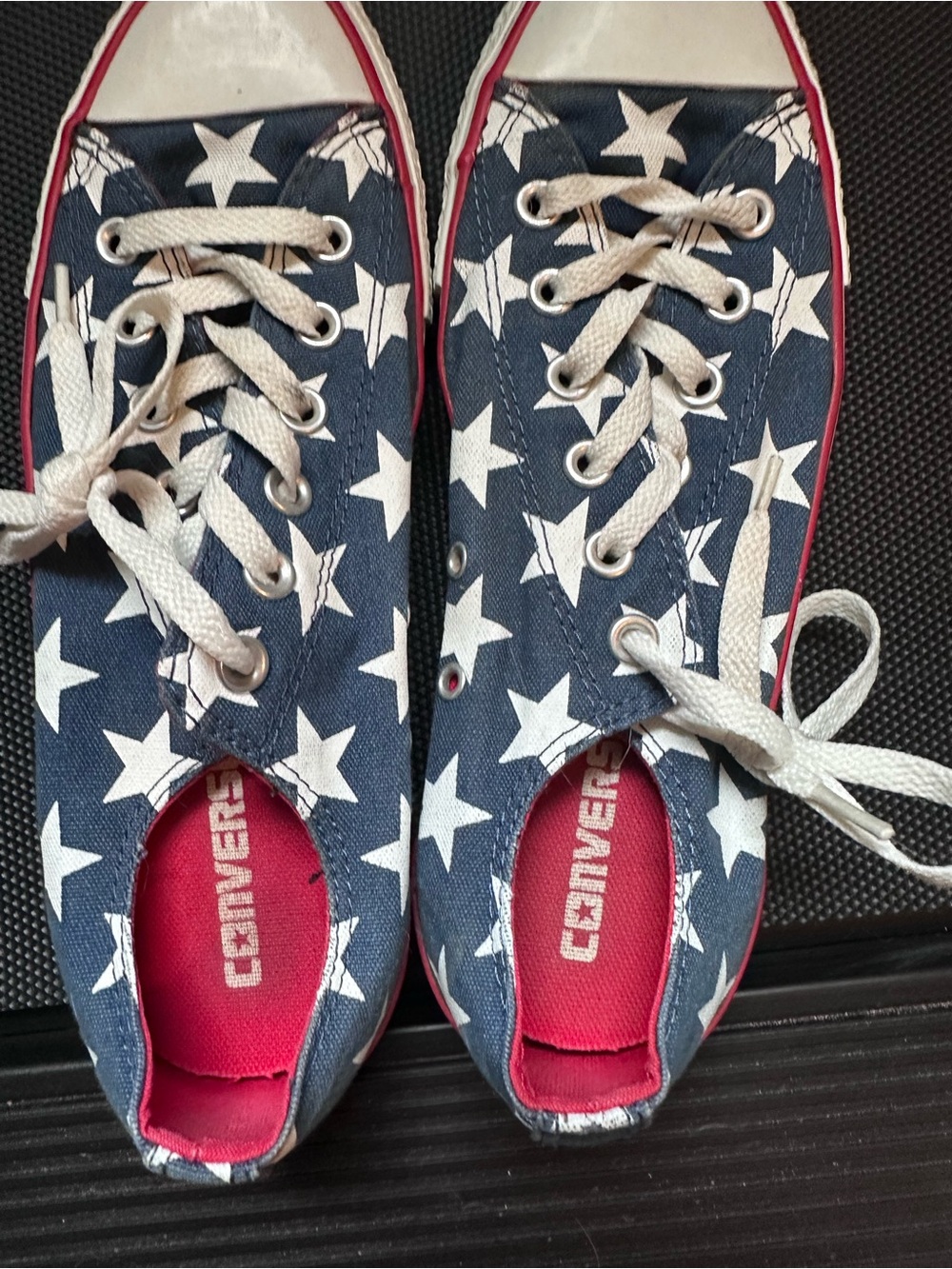 Converse Womens Navy Star Print Low Top Sneakers